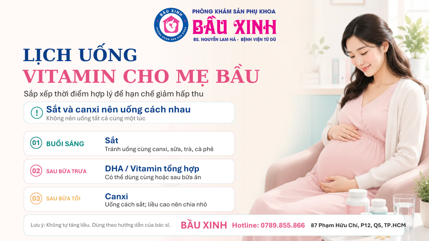lịch uống vitamin cho mẹ bầu
